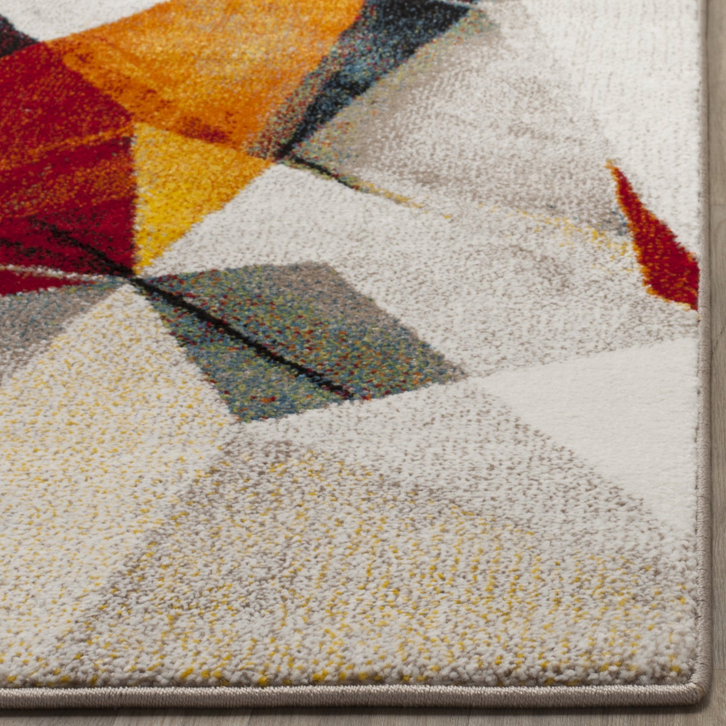 SAFAVIEH Porcello Collection Area Rug - 6'7" x 9', Light Grey & Orange, Modern Abstract Design, Non-Shedding & Easy Care, Ideal for High Traffic Areas in Living Room, Bedroom (PRL6940F)