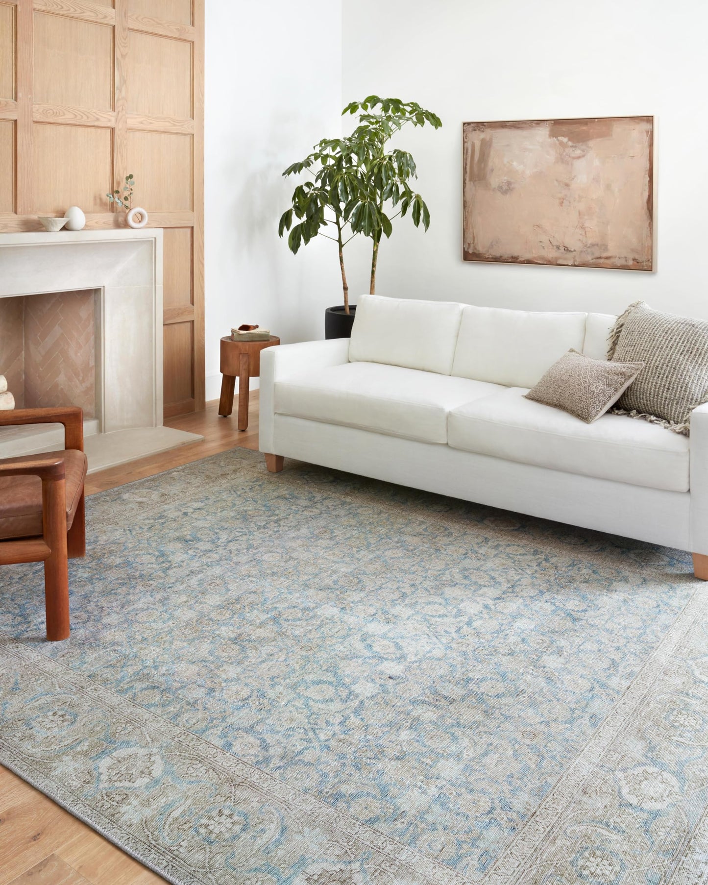 Loloi Wynter Collection WYN-10 Ocean/Silver 5'-0" x 7'-6" Area Rug, .13" Thick, Area Rug, Soft, Durable, Printed, Vintage Inspired, Low Pile, Non-Shedding, Easy Clean, Living Room Rug