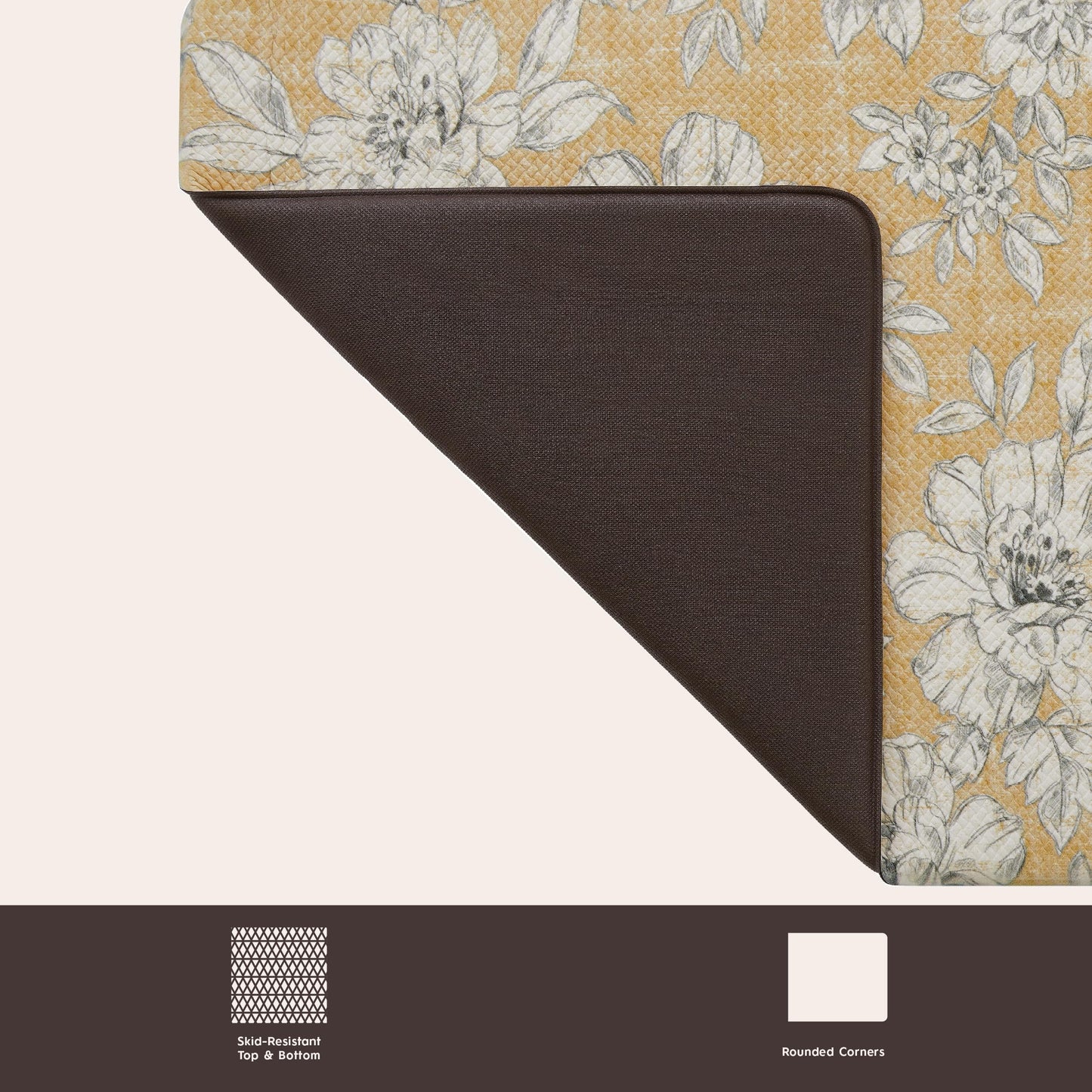 Laura Ashley – Anti-Fatigue Kitchen Mat | Iris Floral Design | Stain, Water & Fade Resistant | Cooking & Standing Relief | Non-Slip Backing | Measures 17.5” x 32”| Tawny Yellow Iris