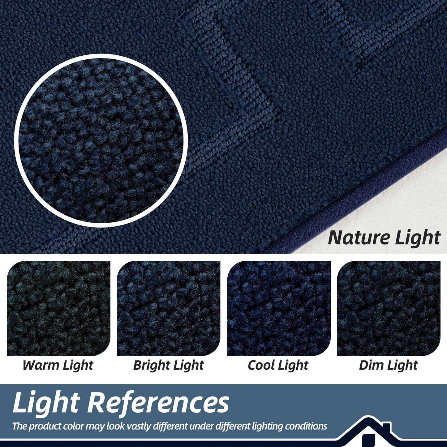 BEQHAUSE Door Mat 24" x 60", Non-Slip Door Mats Indoor Entryway Rugs Washable Low-Profile Absorbent and Stain Resist Floor Mats, Dog Door Mat for Front Back Door, Mud Wet Shoes & Paws, Navy Blue
