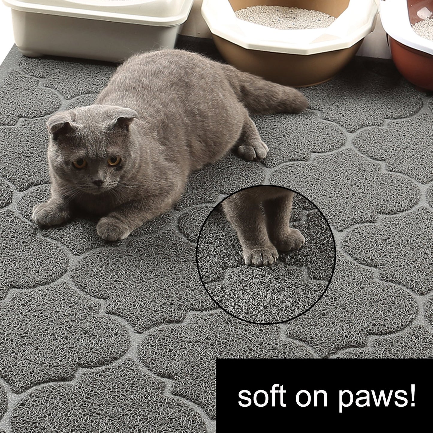 LittleTiger Cat Litter Mat, XL Super Size, Phthalate Free, Easy to Clean, 46x35 Inches, Durable, Soft on Paws, Large Litter Mat.