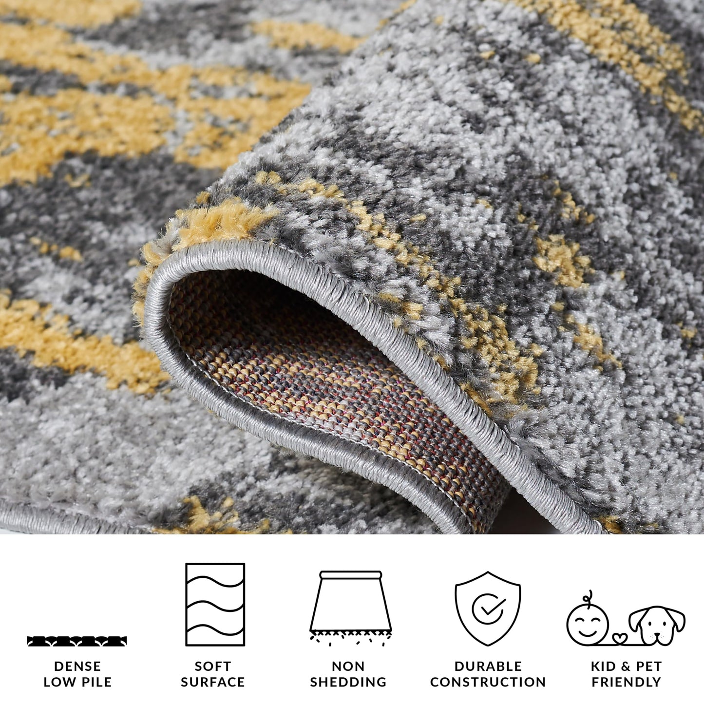 SAFAVIEH Adirondack Collection Area Rug - 10' Square, Grey & Yellow, Modern Abstract Design, Non-Shedding & Easy Care, Ideal for High Traffic Areas in Living Room, Bedroom (ADR134H)
