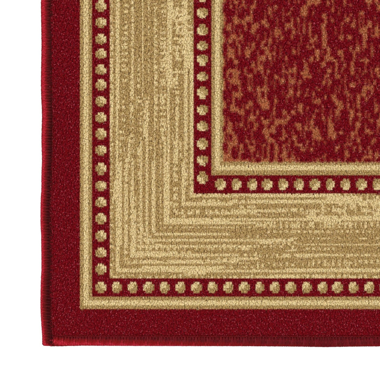 Ottomanson Area Rug 5' x 6'6" – Non Slip Rubber Backed Indoor Rug for Living Room, Bedroom, Dining Room, Low Pile Floor Carpet, Durable Accent Area Rug, Border Red