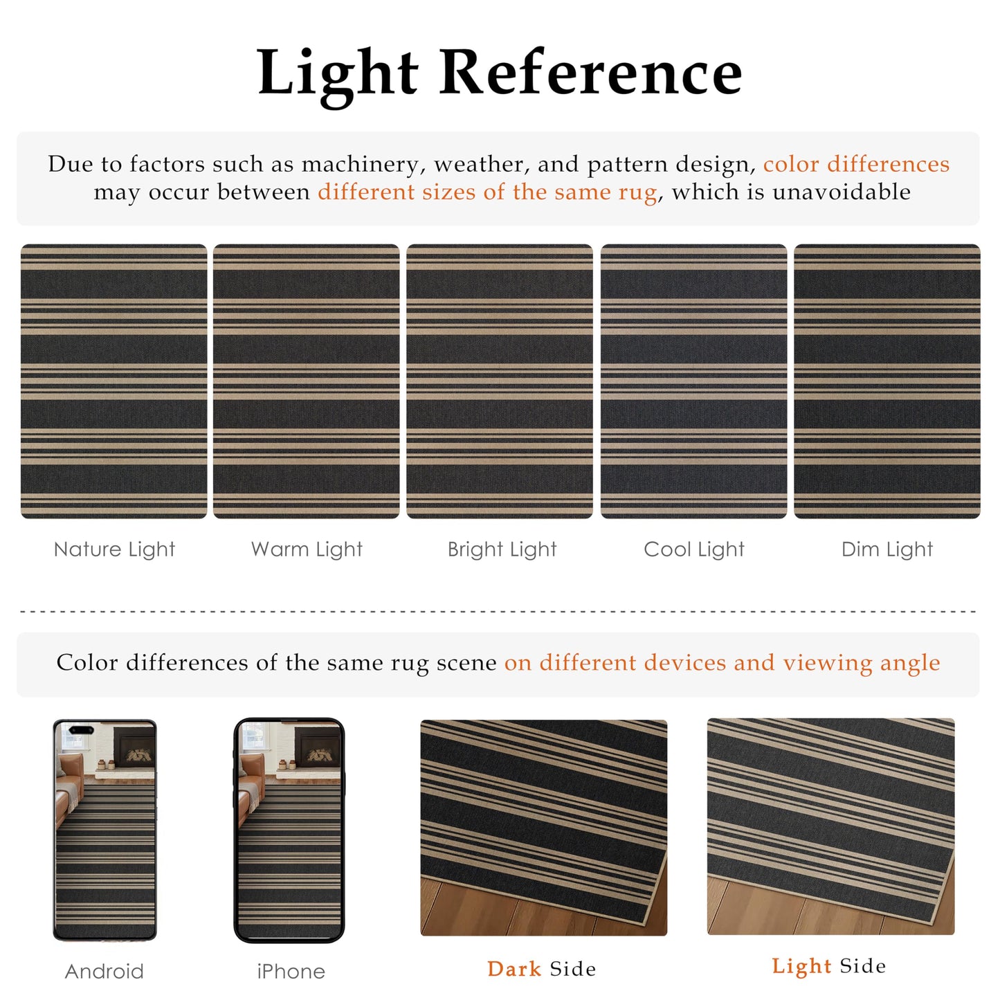PureCozy Striped Easy Jute Rug 3x5 Black Entryway Carpet Washable Non Slip Office Door Mat Farmhouse Neutral Non Shedding Small Indoor Outdoor Rug for Bathroom Kitchen Bedroom Living Room