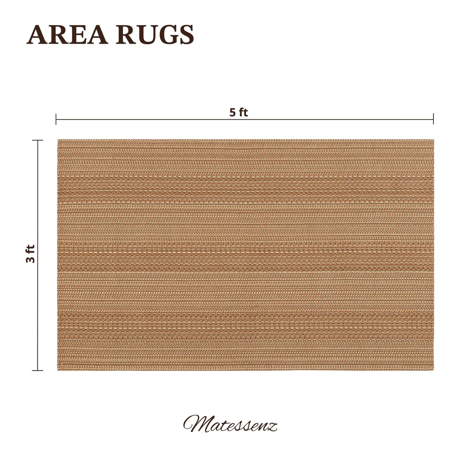 MatEssenz 3x5 ft Washable Area Rug, Textured Natural Woven Low-Profile Entryway Rug with Non-Slip Backing, Neutral Light Brown Accent Rug for Bedroom, Living Room