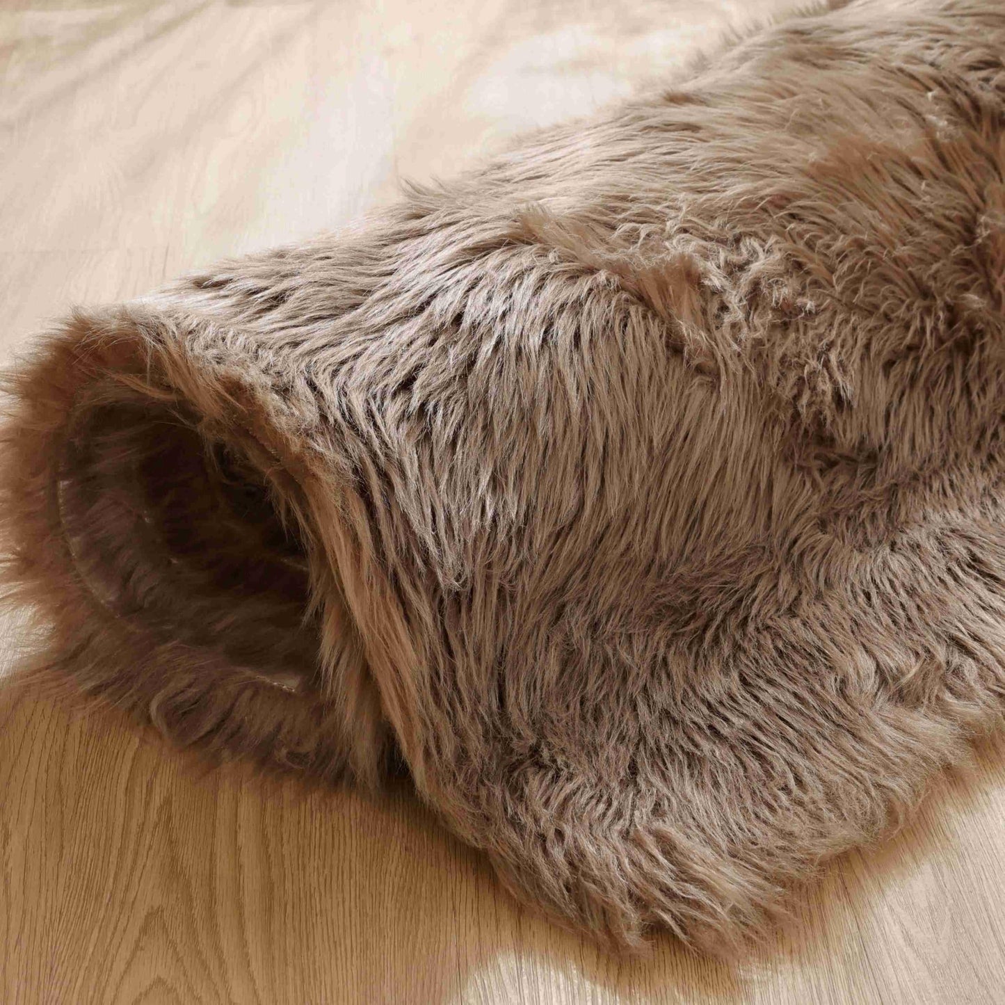 Goolela Fluffy Faux Fur Rug for Bedroom 4x6 Light Brown Beige Sheepskin Fuzzy Furry Soft Rug for Living Room Bedside Dorm Plush Shaggy Washable Rectangle
