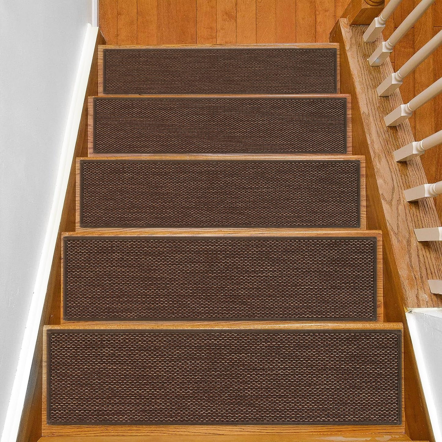 SMILOOL Stair Treads Non Slip for Wooden Steps Indoor 9" x 36" 15 Pack Extra Wide Stairs Tread Carpet Runner, Step Pads with Reusable Adhesive for Dogs Kids Elders, Machine Washable, Brown