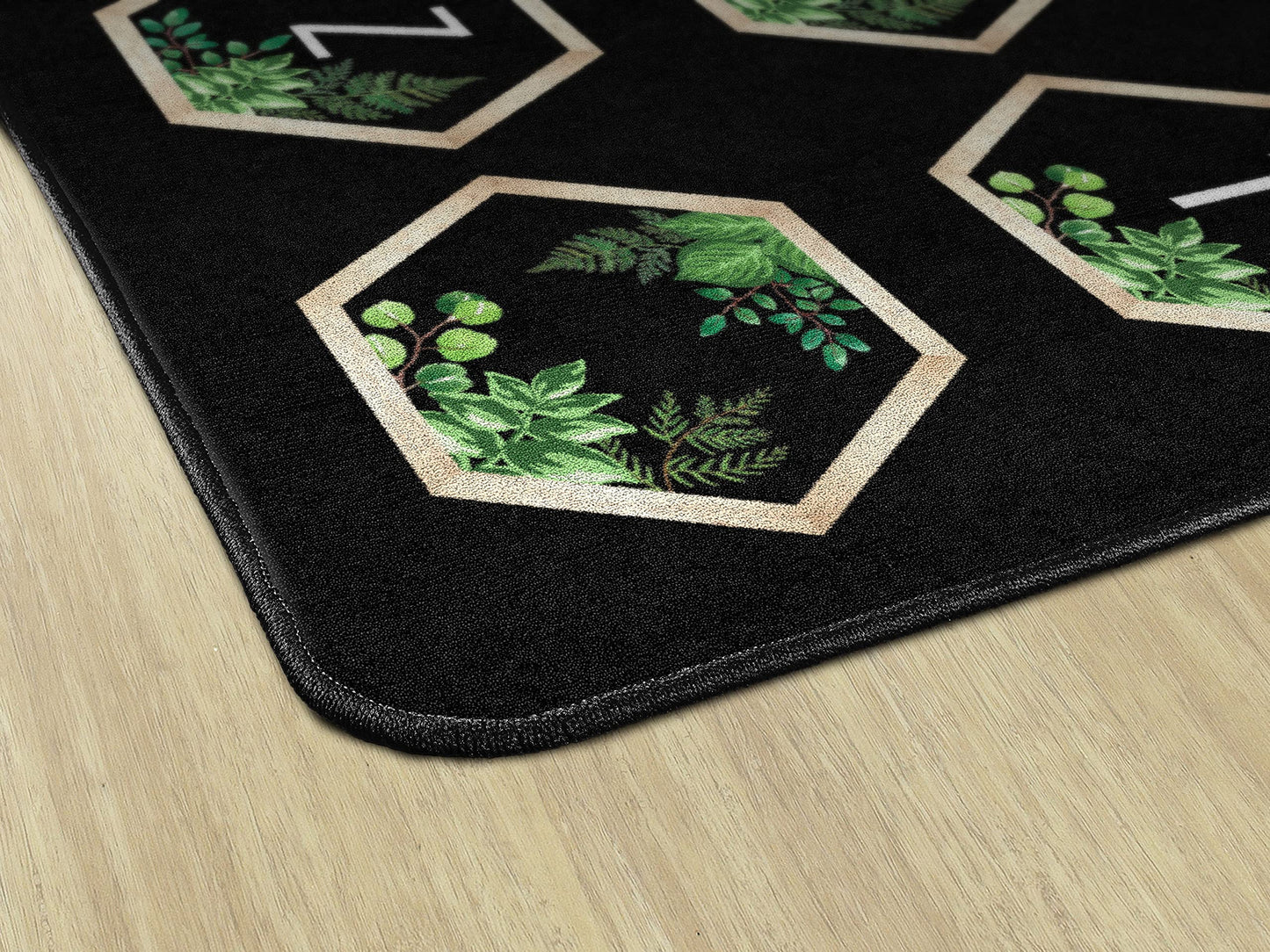 Flagship Carpets Simply Boho Abc's Criss Cross Applesauce Classroom Area Rug for Indoor Classroom Learning or Kid Bedroom Educational Play Mat, 7'6"x12', Black