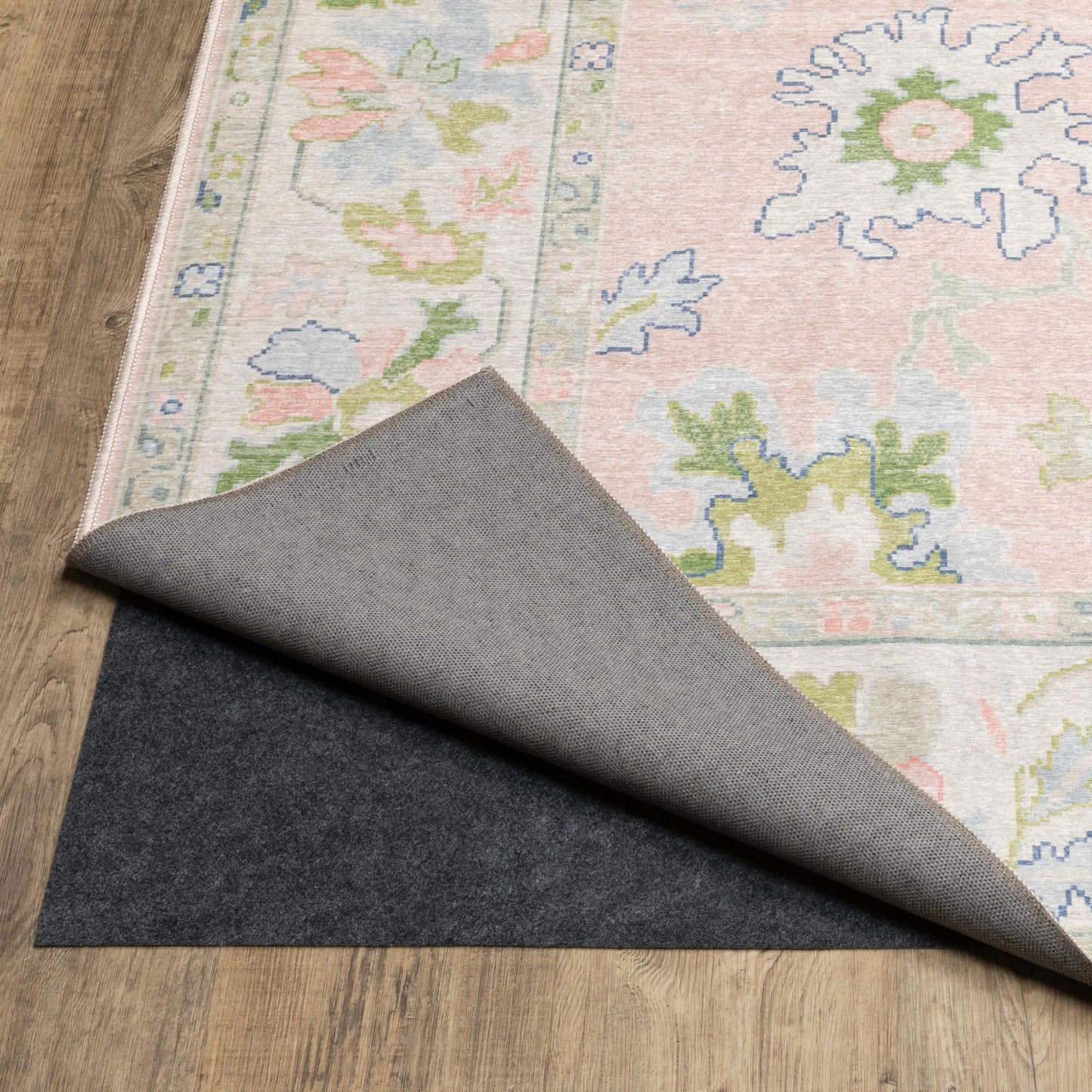 Oriental Weavers Addison ADD04 Machine Washable Flat Weave Printed Area Rug 5' x 7' in Pink/Green Traditional Style, Nursery, Kids Room, Bedroom, Entryway