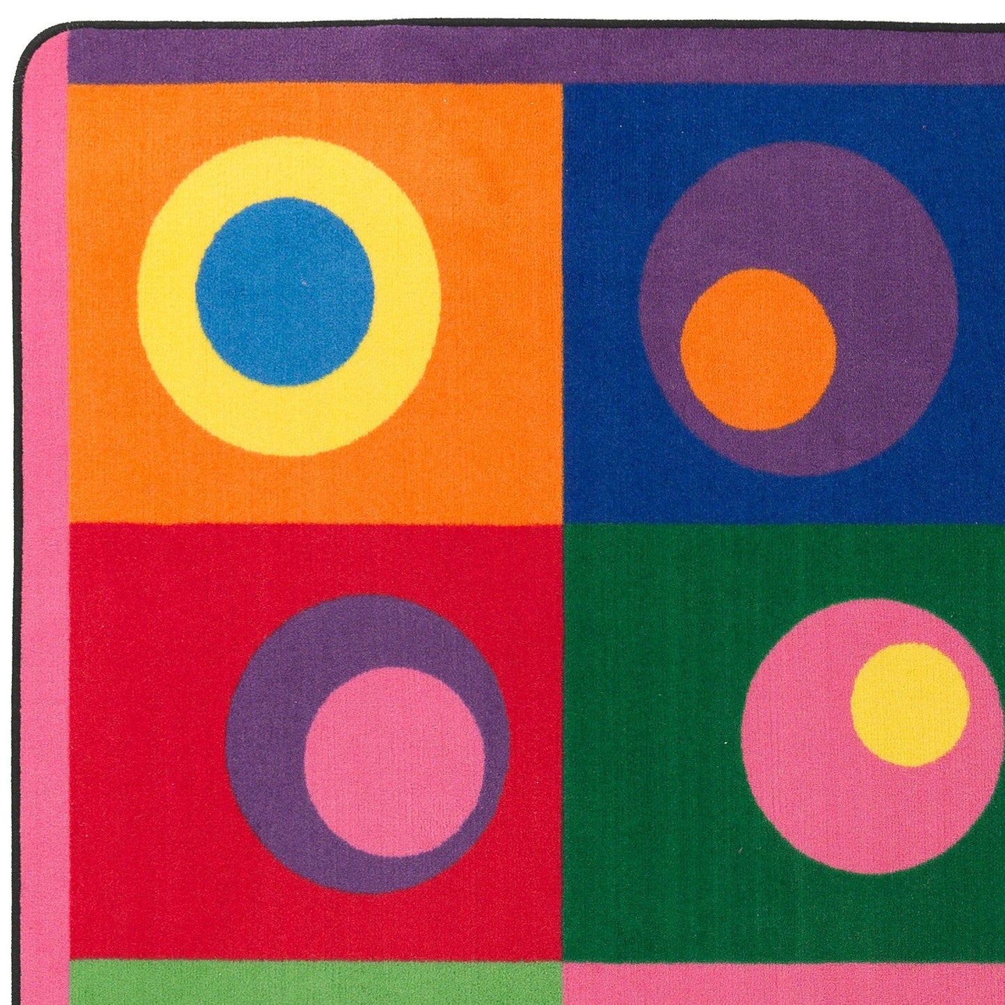 Silly Circles Colorful Abstract Children's Classroom Seating Area Rug for Preschools, Daycares, Libraries and Learning Centers for Teaching and Play, (Seats 30), 7'6" x 12' - Multicolor