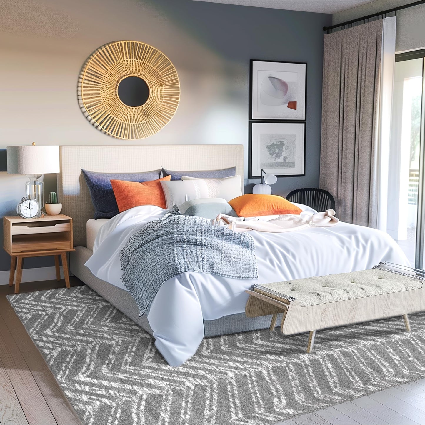 Nuloom Rosanne Dark Grey/Ivory, 8' x 10', Chevron, Soft and Cozy, High Traffic, Stain Resistant, Easy Clean, Durable Area Rug for Bedroom, Living Room, Dining Space, Den, Foyer, Entryway