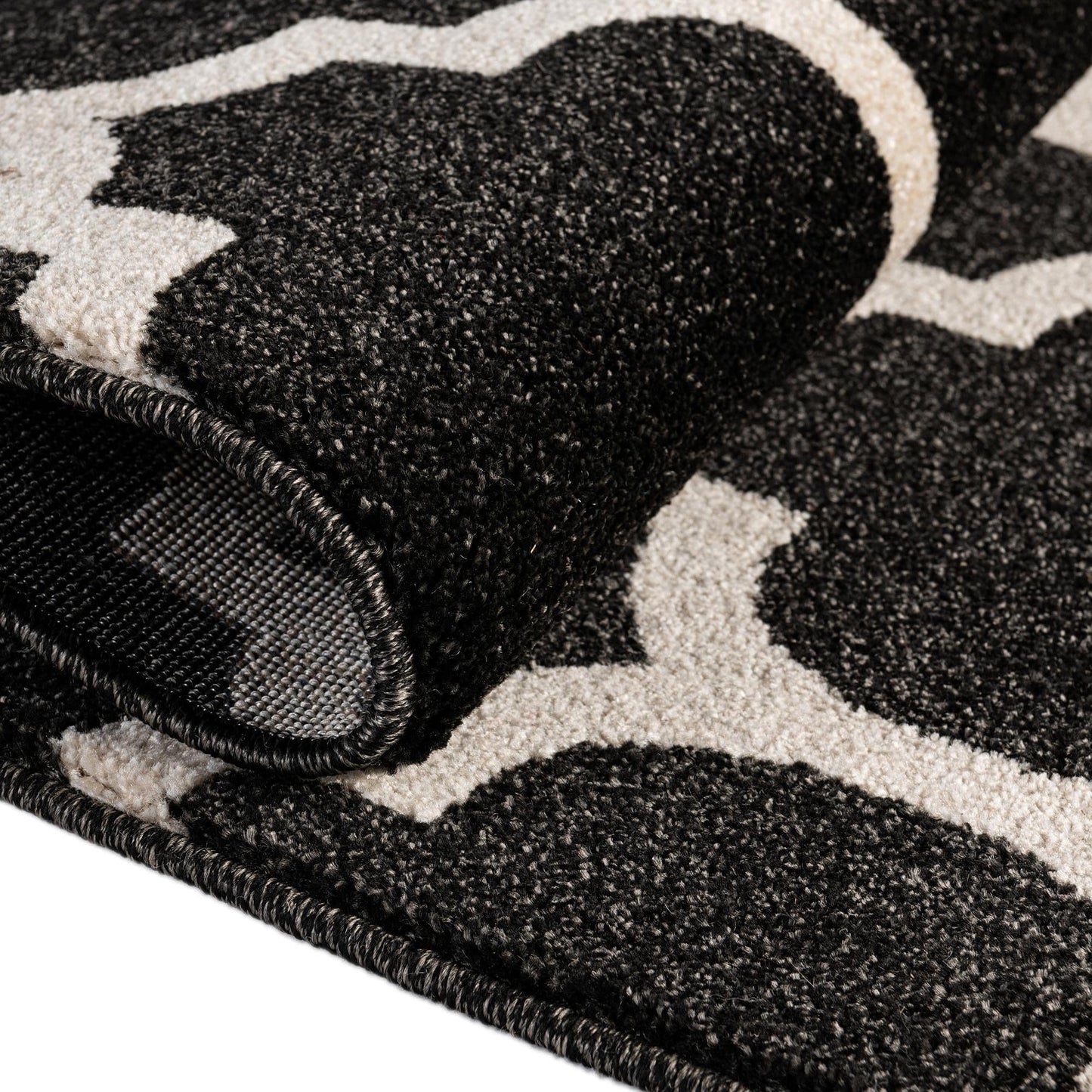Rugs.com Lattice Collection Rug – 3' x 5' Black Medium Rug Perfect for Entryways, Kitchens, Breakfast Nooks, Accent Pieces