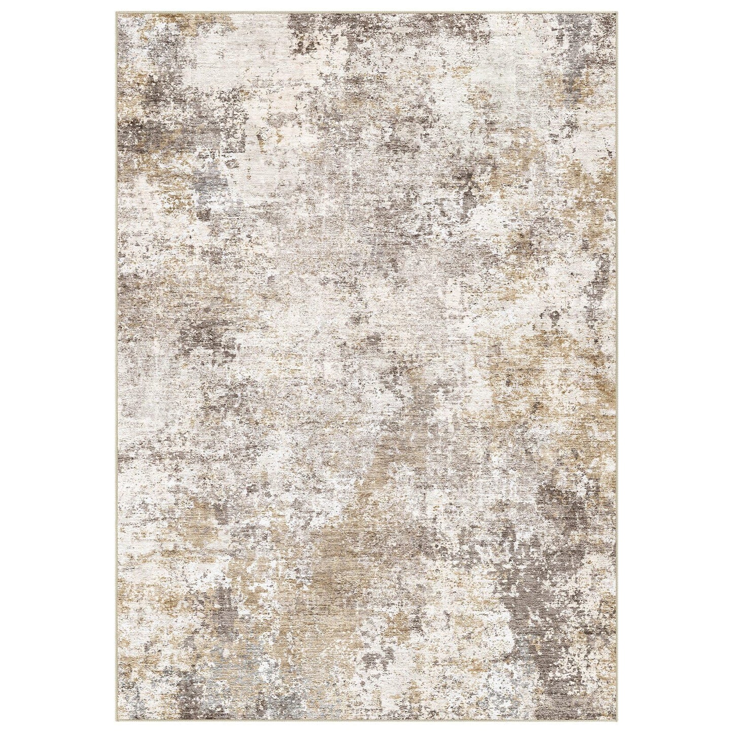 Nakagishi 10X14 Area Rugs for Living Room: Washable Modern Abstract Rug with Non-Slip Silicone Backing Low Pile Soft Carpet for Bedroom & Dining Decor Ideal for Families with Kids and Pets-Brown