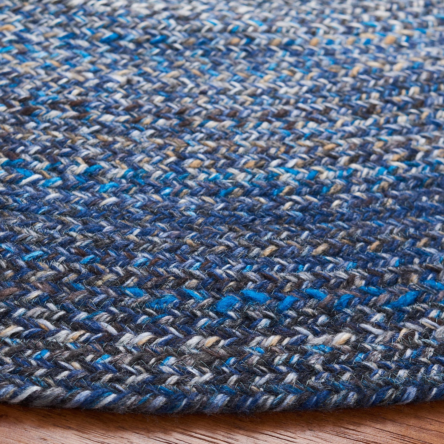 SAFAVIEH Braided Collection 3' Round Navy BRD851N Handmade Country Cottage Reversible Area Rug