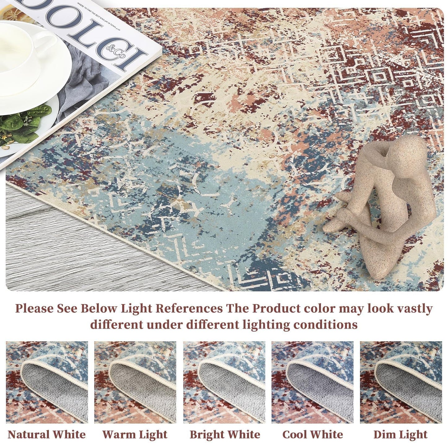 5x7 Irregular Shaped Area Rug for Living Room Bedroom Guestroom Indoor Throw Rugs Modern Abstract Art Meetingroom Home Office Lightweight Stain Resistant Floor Carpet Emerald Green Brown Gray