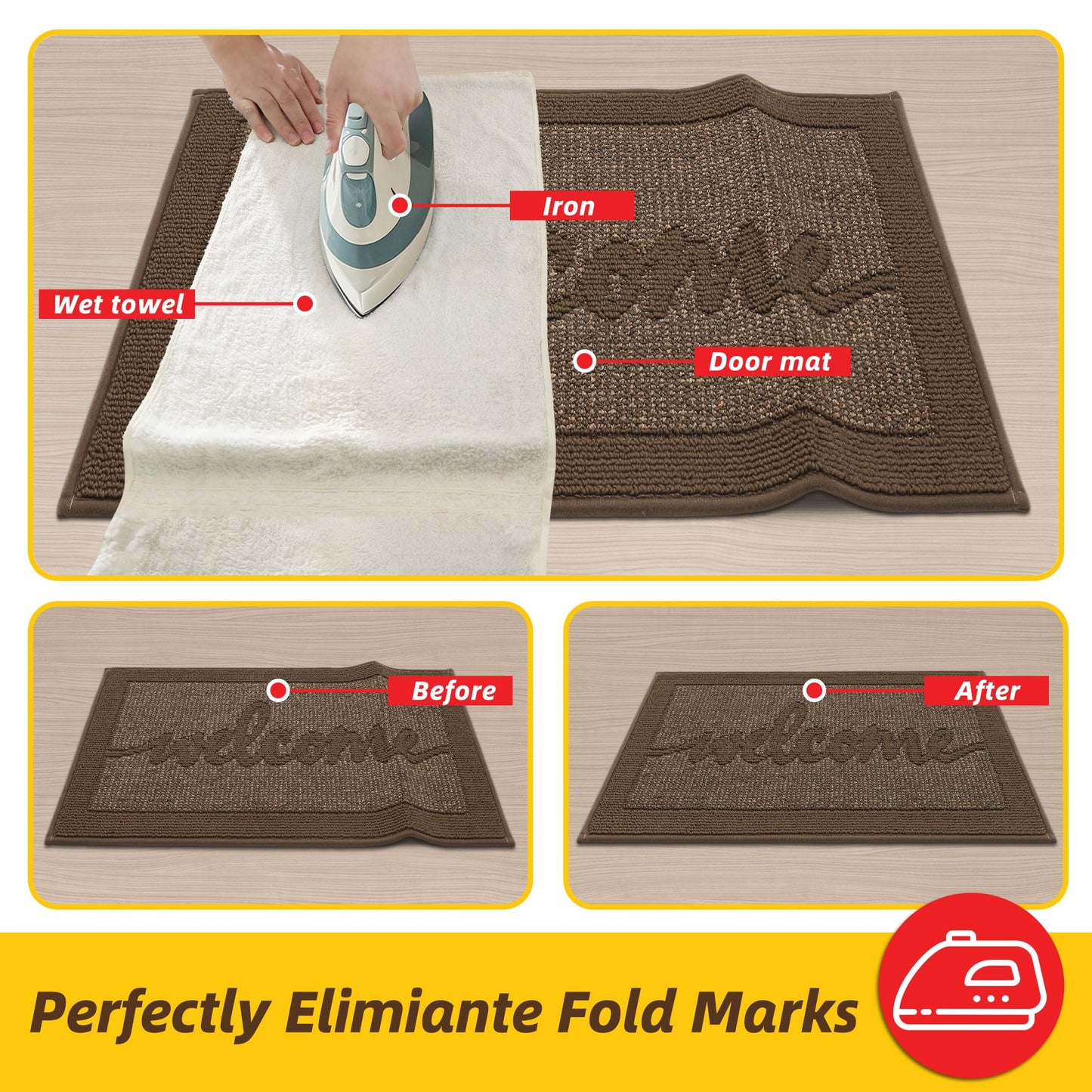 JSEI Door Mat 20"x 32",Absorbent Dirt Welcome Mat,Non-Slip Entryway Rugs Washable Indoor Entrance Mats,Low Profile Floor Mat for Entryway and Front Back Door,Brown