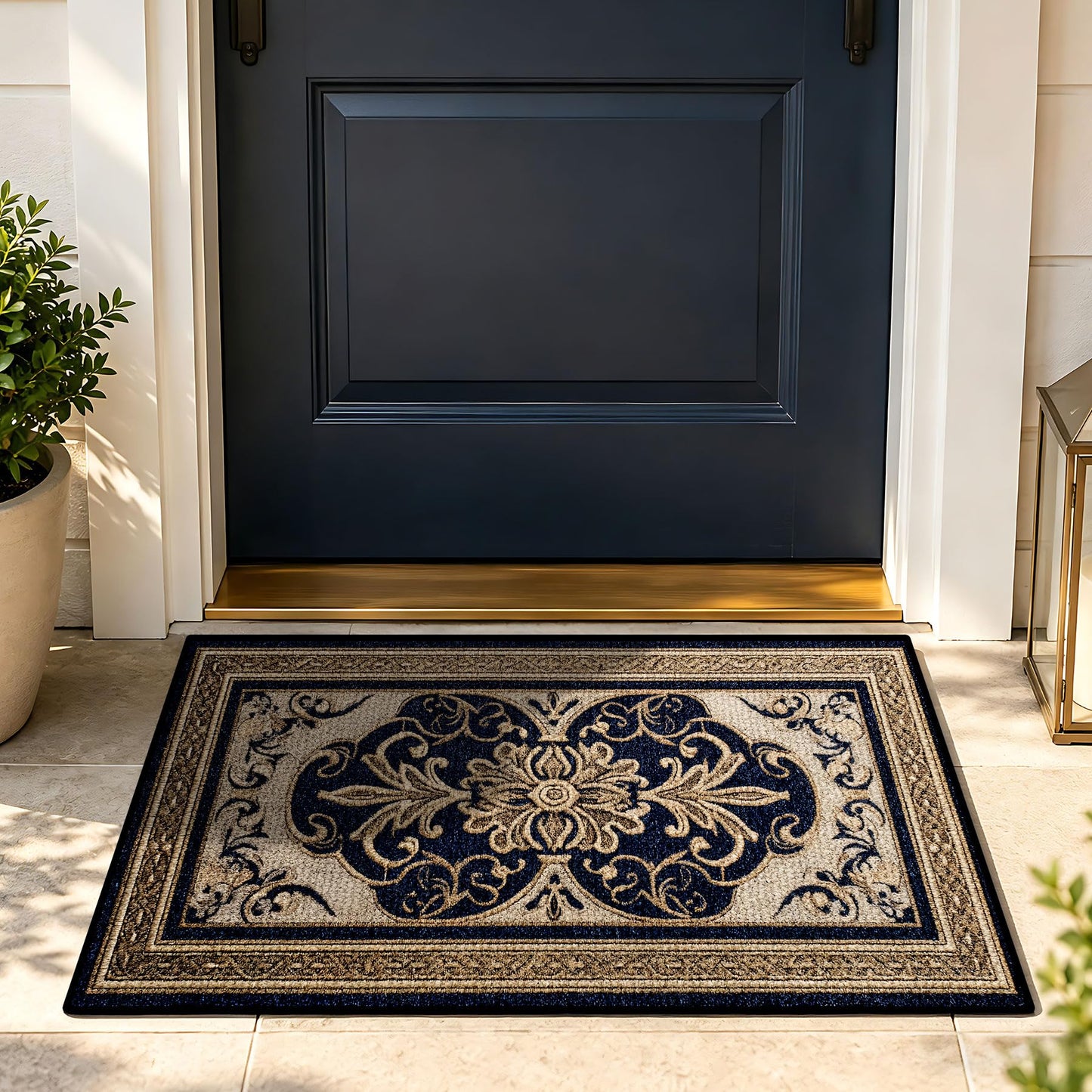AOHMPT Dirt Trapper Door Mat 23.5"x35.5", Non-Slip Entryway Mat, Washable Stain Resistant Low-Profile Doormat for Front/Back Door, Dog Mat for Muddy Shoes & Wet Paws