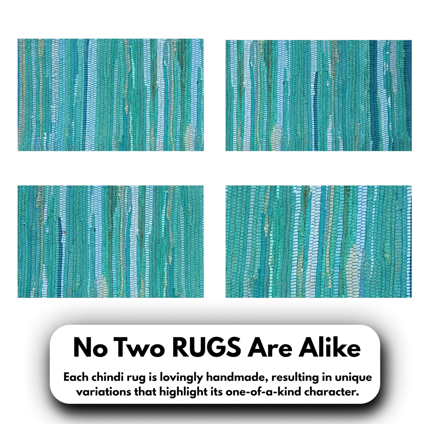 Ramanta Home Hand Woven 100% Cotton Chindi Rag Rug 2'x3' - Teal, Recycled Reversible Rug, Boho Farmhouse Rugs for Living Room, Dinning Room, Kitchen, Entryway, Bedroom Rugs - 24"x36"