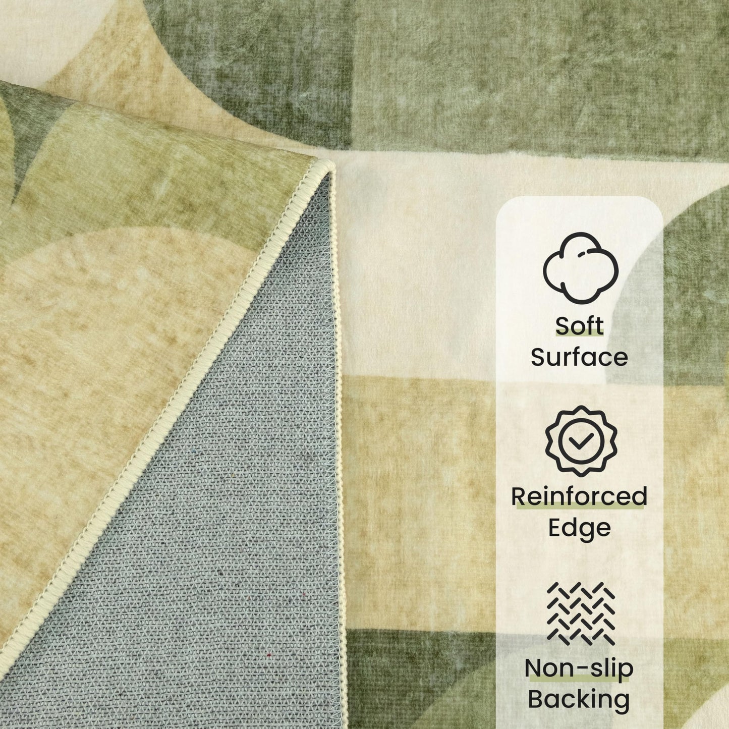 Castage Green Rug 3x5 Washable Area Rugs for Bedroom Living Room Kitchen Entryway Bedside,Modern Geometric Non Slip Small Carpet