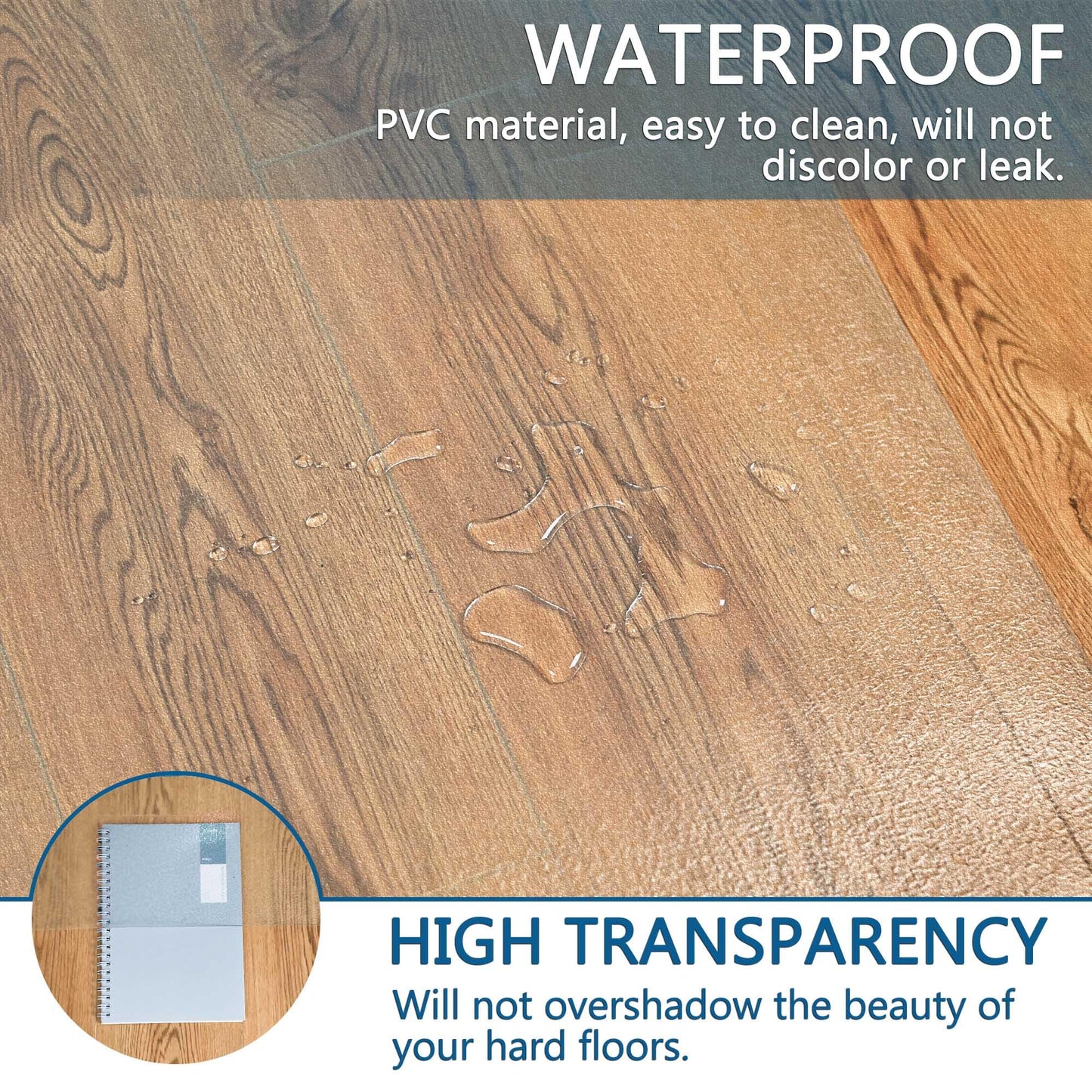 Futurwit Large Chair Mat for Hardwood Floor, 46” x 60” Office Chair Mats, Clear Floor Protector Mat, Easy Rolling Chair Mats for Home Office, Easy to Clean (Rectangle)