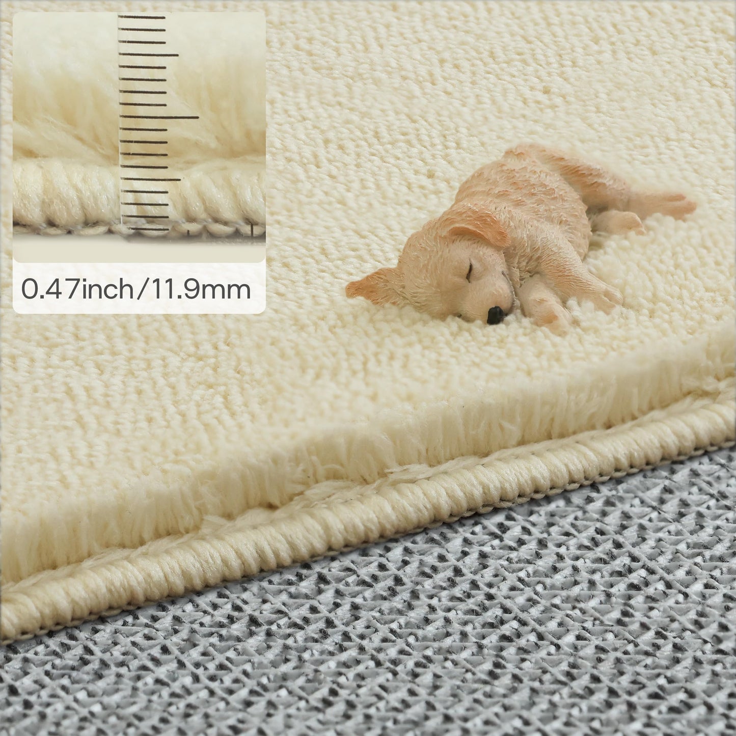 CASTLYE Solid Washable Area Rug - 8x10 Medium Pile Faux Cashmere Carpet for Living Room Bedroom, Cream
