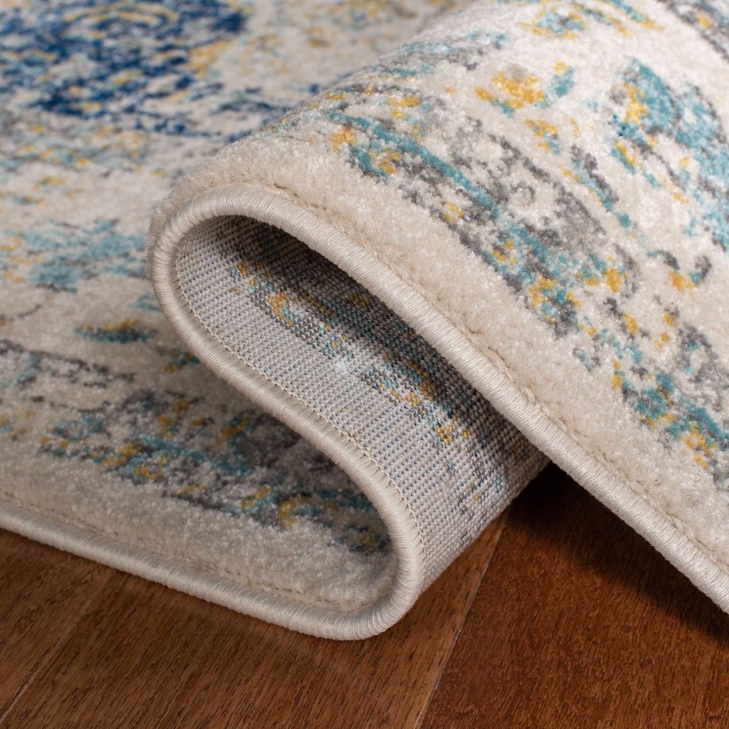 SAFAVIEH Area Rug 9x12 - Evoke Collection - Large - Ivory & Blue, Shabby Chic Oriental Medallion Design, Non-Shedding & Easy to Clean, Ideal for Living Room, Bedroom, Dining Space (EVK220C)