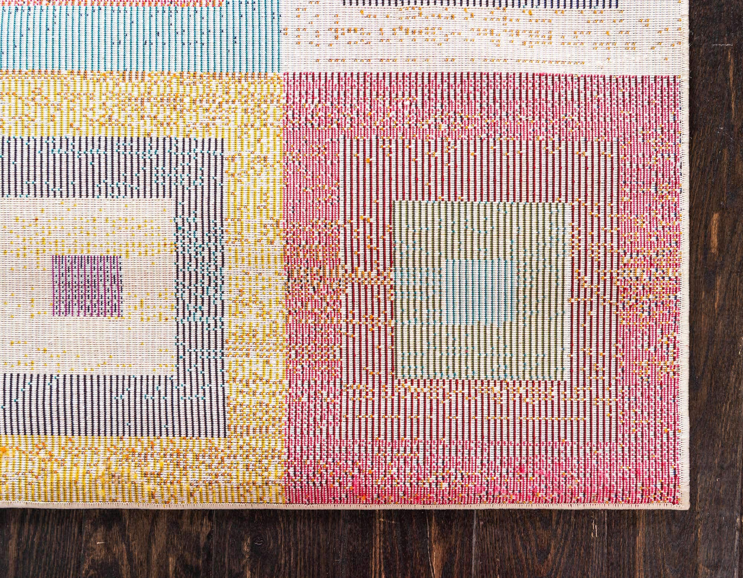 Unique Loom Estrella Collection Colorful, Geometric, Squares Modern, Abstract Area Rug (7' 0 x 10' 0 Rectangular, Multi/Beige)