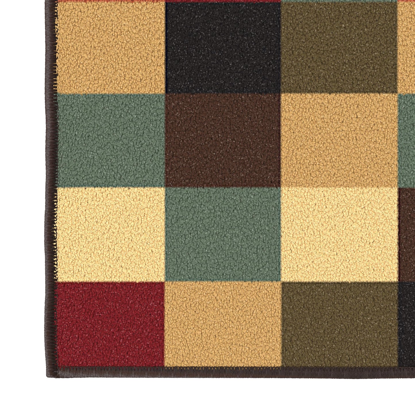 Ottomanson Living Room Area Rug – Non Slip Low Pile Carpet for Bedroom, Office & Family Room, 5' x 6'6", Checkered Multicolor