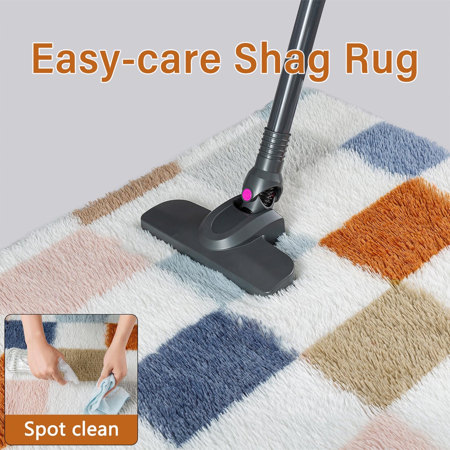 PureCozy Checkered Rug 6x9 for Living Room, Modern Rainbown Shag Rug Washable Non-Slip Large Area Rug Super Soft Indoor Fuzzy Carpet Fluffy Rugs for Bedroom Home Aesthetic Decor