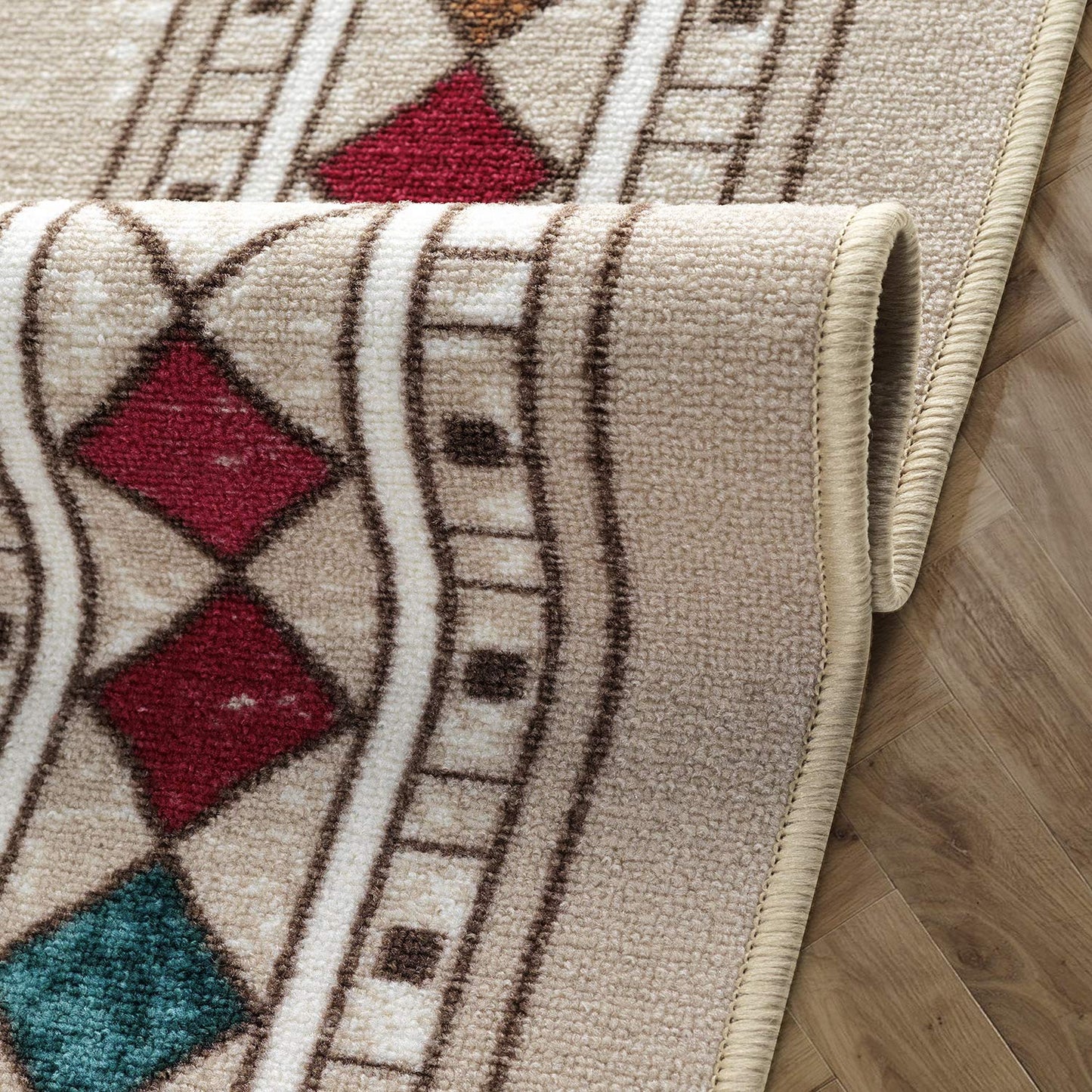 Antep Rugs Alfombras Modern Bordered 8x10 Non-Skid (Non-Slip) Low Profile Pile Rubber Backing Indoor Area Rugs (Beige, 7'10" x 10')