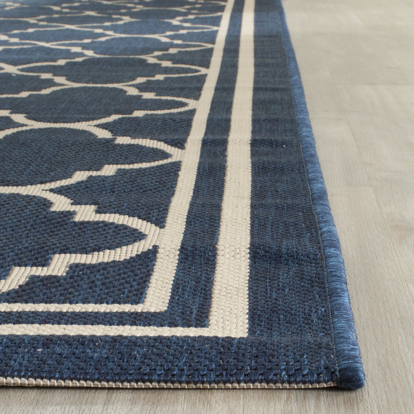 SAFAVIEH Courtyard Collection Area Rug - 8' x 10', Navy & Beige, Non-Shedding & Easy Care, Indoor/Outdoor & Washable-Ideal for Patio, Backyard, Mudroom (CY6918-268)