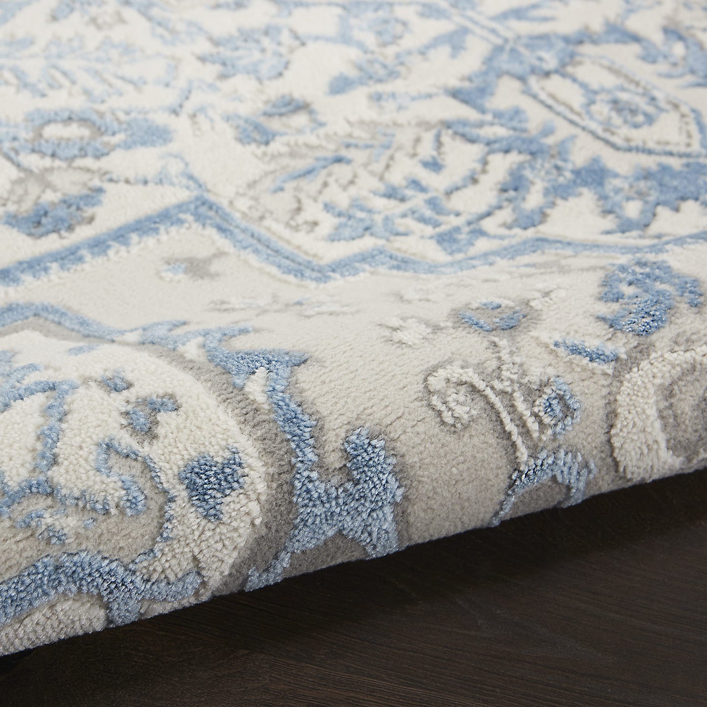 Nourison Home Elation Ivory Blue 7'10" x 9'10" Area Rug - Easy Clean, Non Shedding, Bed Room, Living Room, Dining Room, Kitchen (8' x 10')