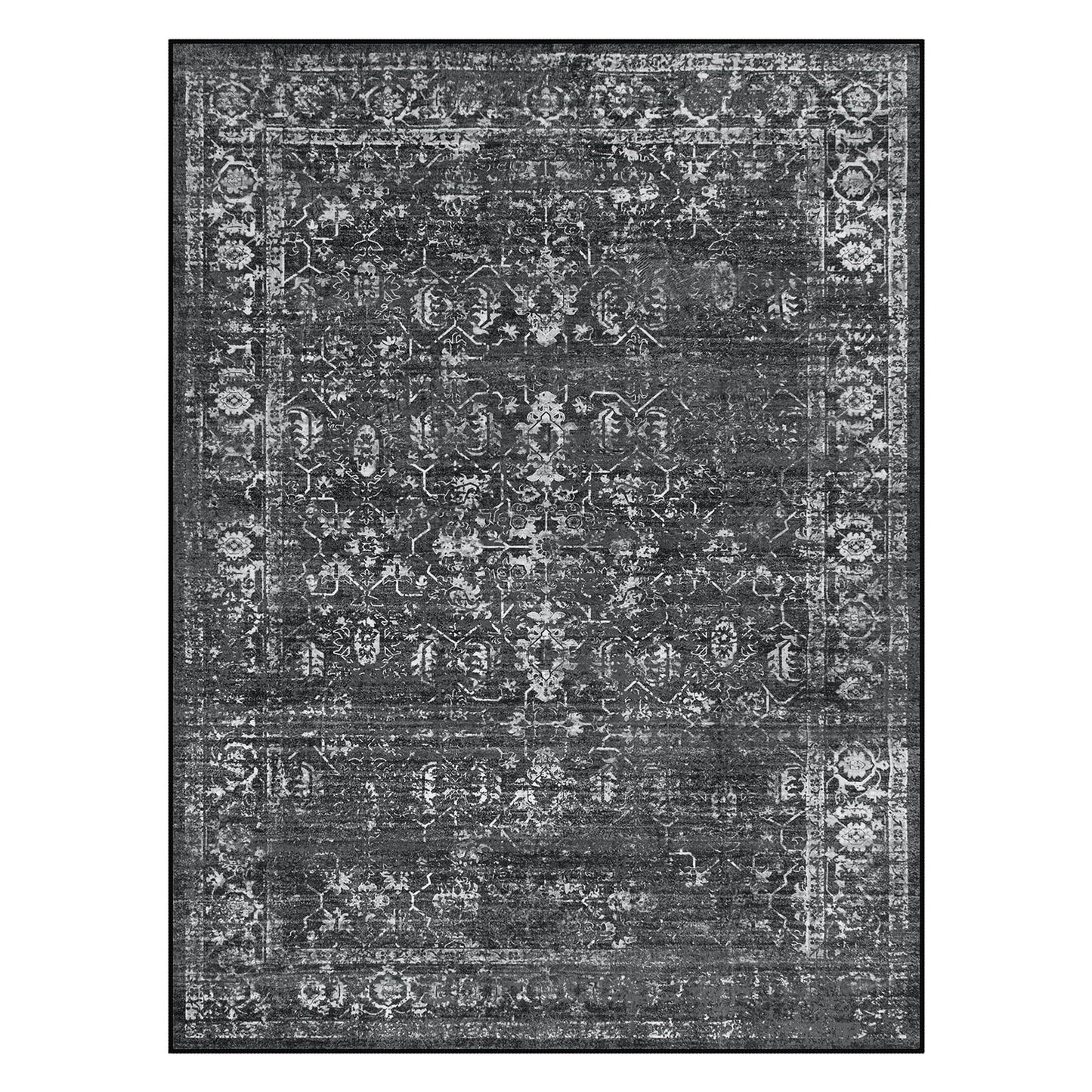 Lahome Margot Area Rugs 9x12 Living Room Soft Large Rugs for Bedroom, Boho Black Dining Room Rug, Distressed Non Slip Low Pile Carpet for Indoor Home Office(9'x12', Black/Grey)