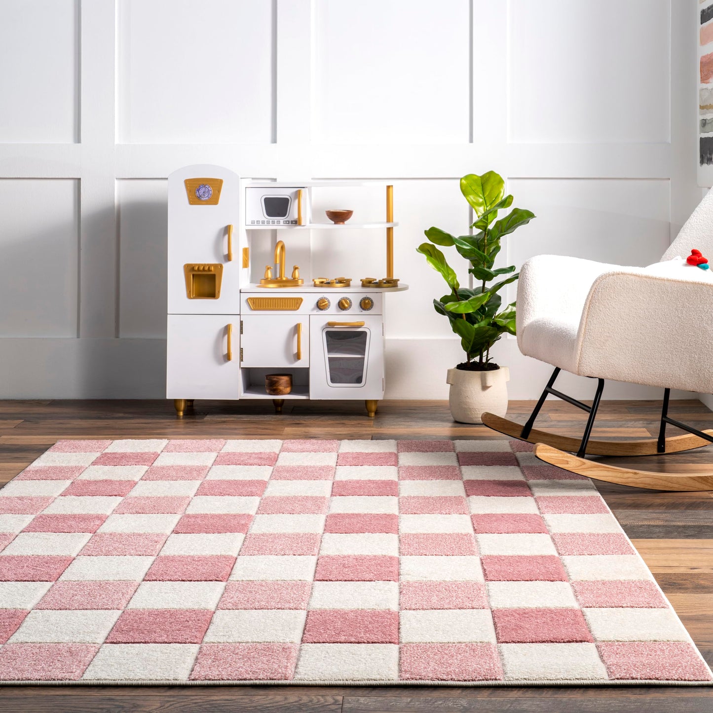 nuLOOM Aubrey Checkered Kids Area Rug, 4x6, Pink