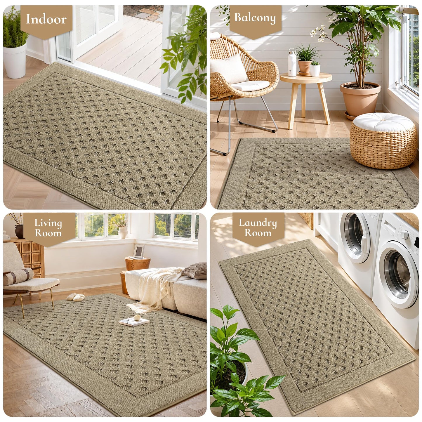 MatMaven Dirt Trapper Door Mat 20"x 32", Non-Slip Washable Doormat Entryway Rugs, Dirt Resistant and Absorbent Welcome Mat, Low Profile Floor Mats for Front Back and Entrance, Beige