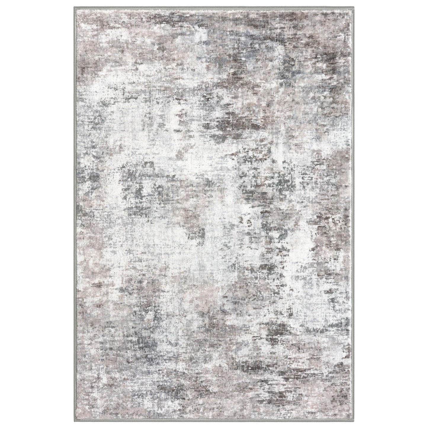 Lansny Small Abstract Area Rug 2x3 Entryway Rug Washable Door Mat Indoor Entrance, Washable Throw Rugs Non-Slip, Soft Beige Grey Kitchen Rugs Thin Print Faux Wool Floor Carpet for Foyer Front Door