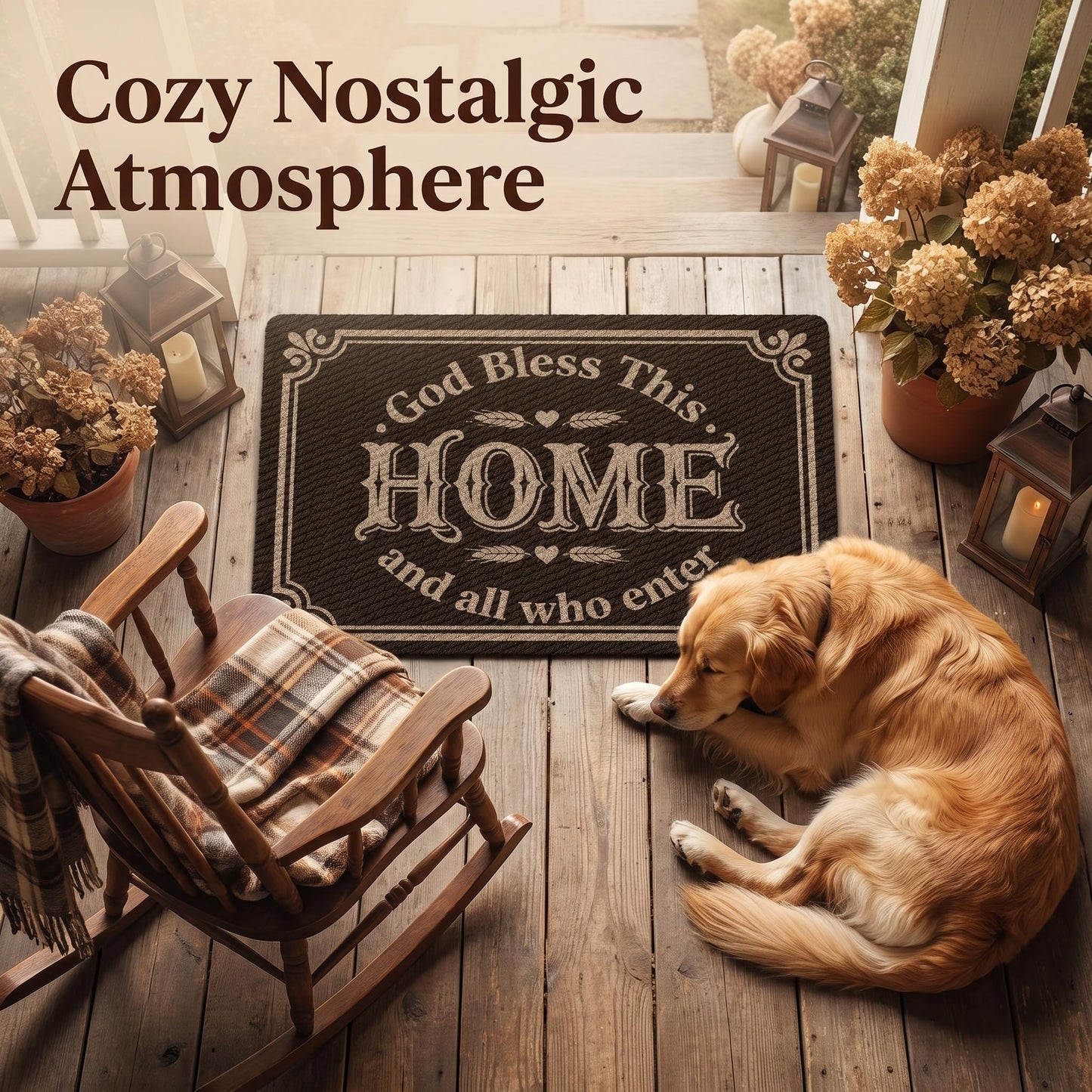 DIDIDOUDOU May God Bless This Home and All Who Enter Christian Doormat Black Non-Slip Mat for High Traffic Areas Perfect Home Decor for Porch 30"(W) X 17"(L) House Warming Gift
