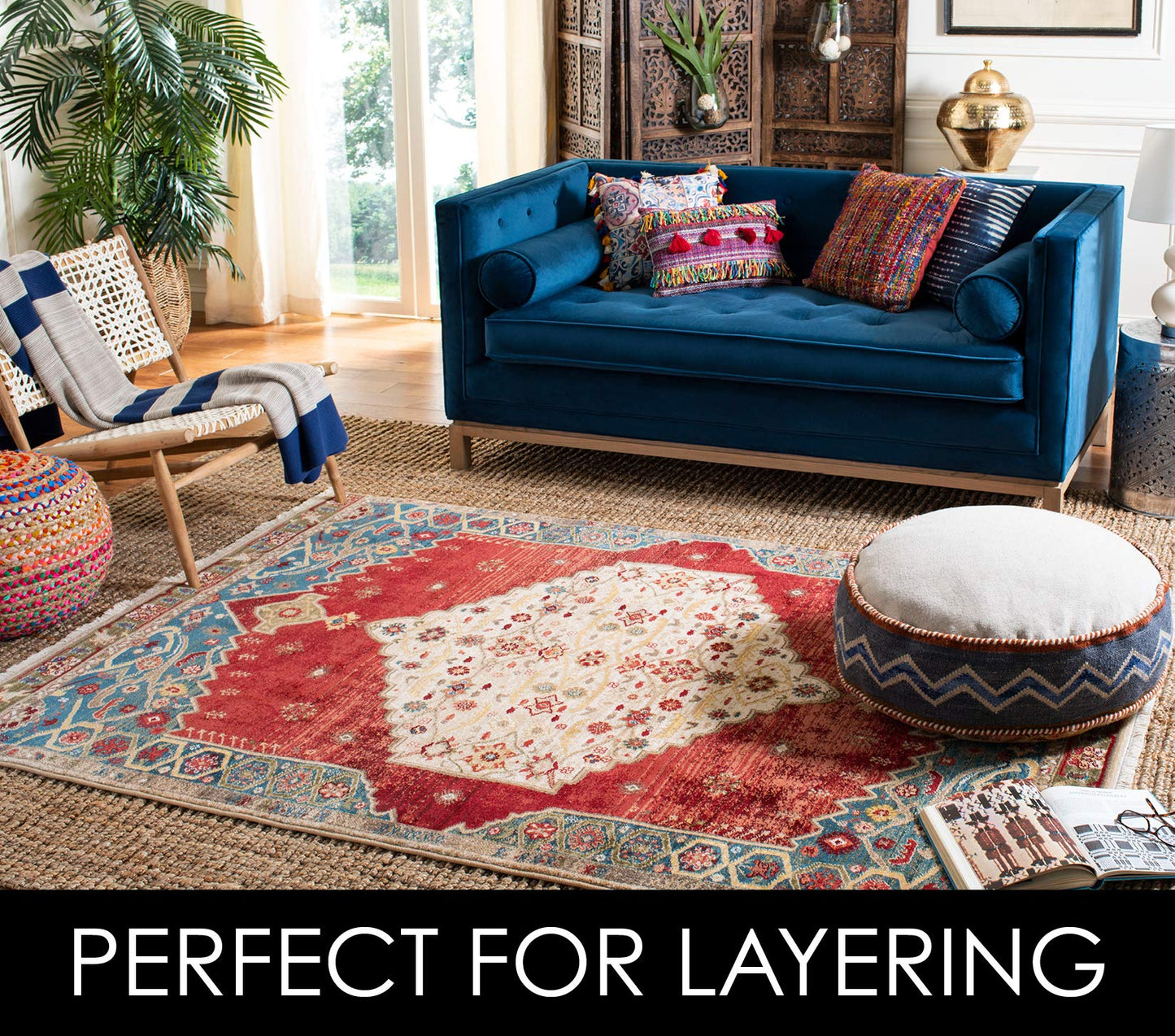 SAFAVIEH Natural Fiber Collection Area Rug - 5' x 7'6", Natural Brown, Handmade Jute, Farmhouse Style, Chunky Textured Thick Pile (NF447A)