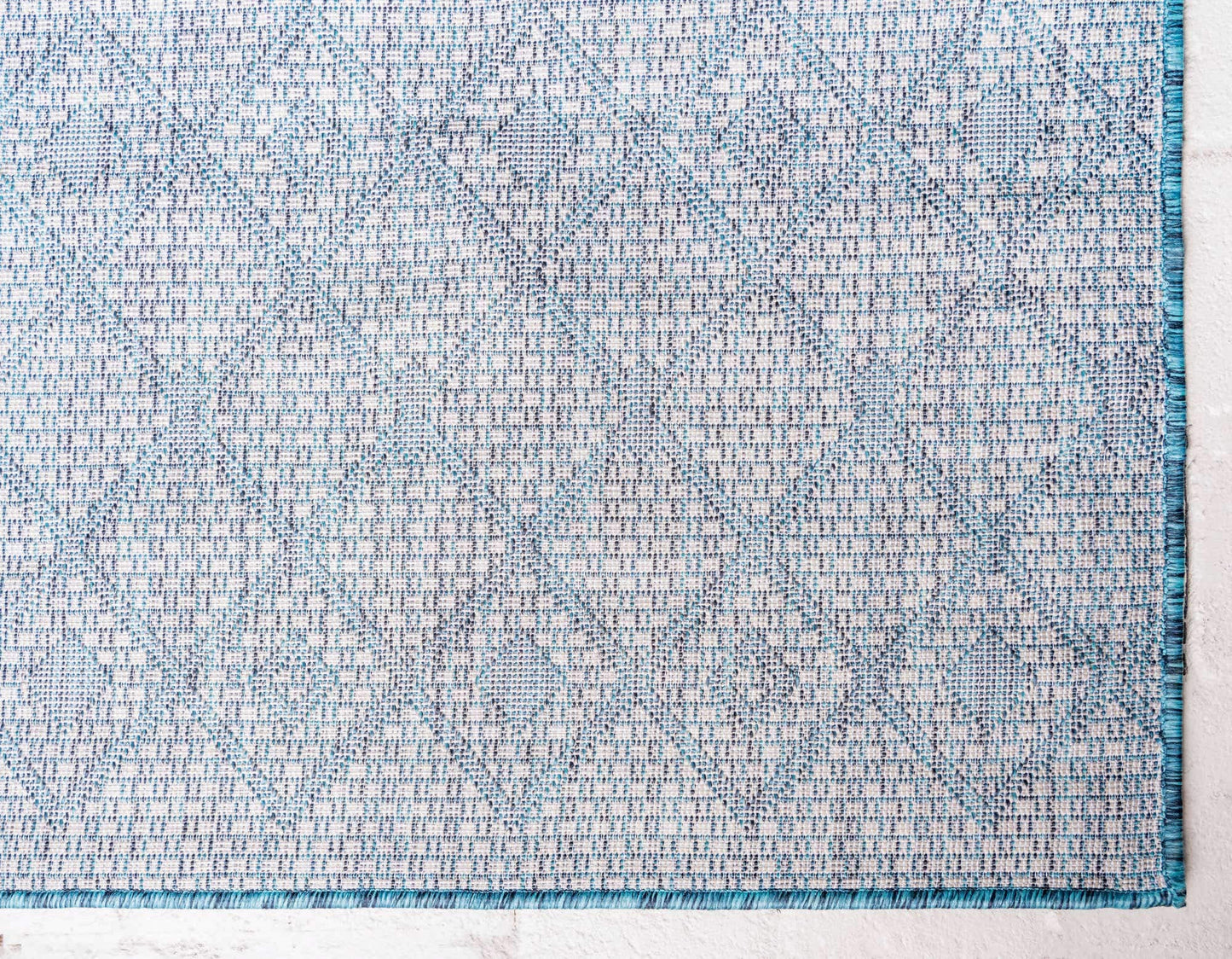 Unique Loom Outdoor Trellis Collection Area Rug - Tribal Trellis (6' 1" x 9' Rectangle, Teal/ Ivory)