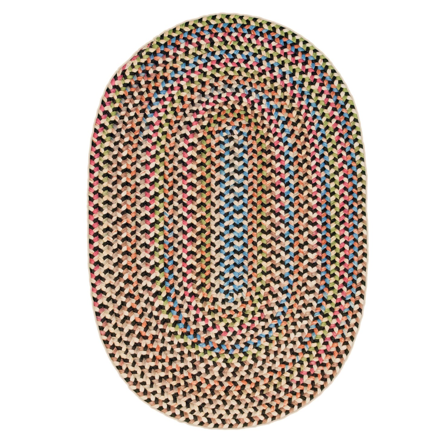 Super Area Rugs Roxbury American Made Braided Rug for Indoor Outdoor Spaces, Charcoal/Natural Multi, 2' X 3' Oval