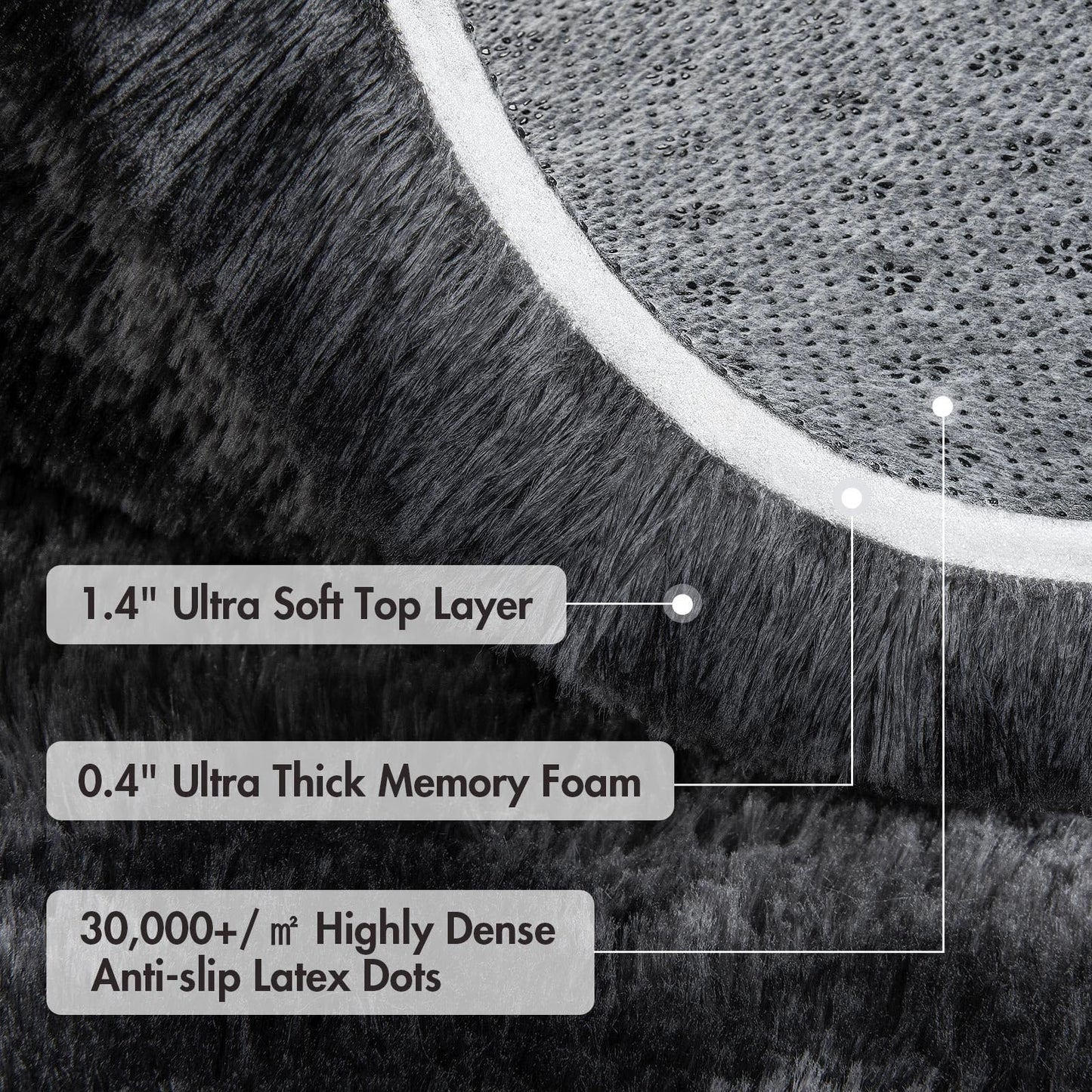 6x9 Ft Large Shag Rugs for Living Room Decor, Tie-Dyed Ultra Soft Fluffy Furry Area Rugs for Bedroom Indoor Floor, Aesthetic Carpet for Kids Home (Dark Grey)