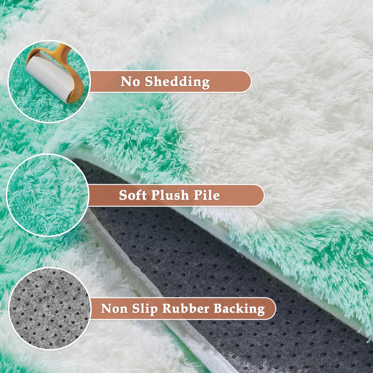 HUGEAR Checkered Rug 8x10 Living Room Green and White Modern Shag Rug Washable Large Area Rug Soft Fluffy Indoor Carpet Fuzzy Vacuumable Rugs for Bedroom Home Decor Non Slip