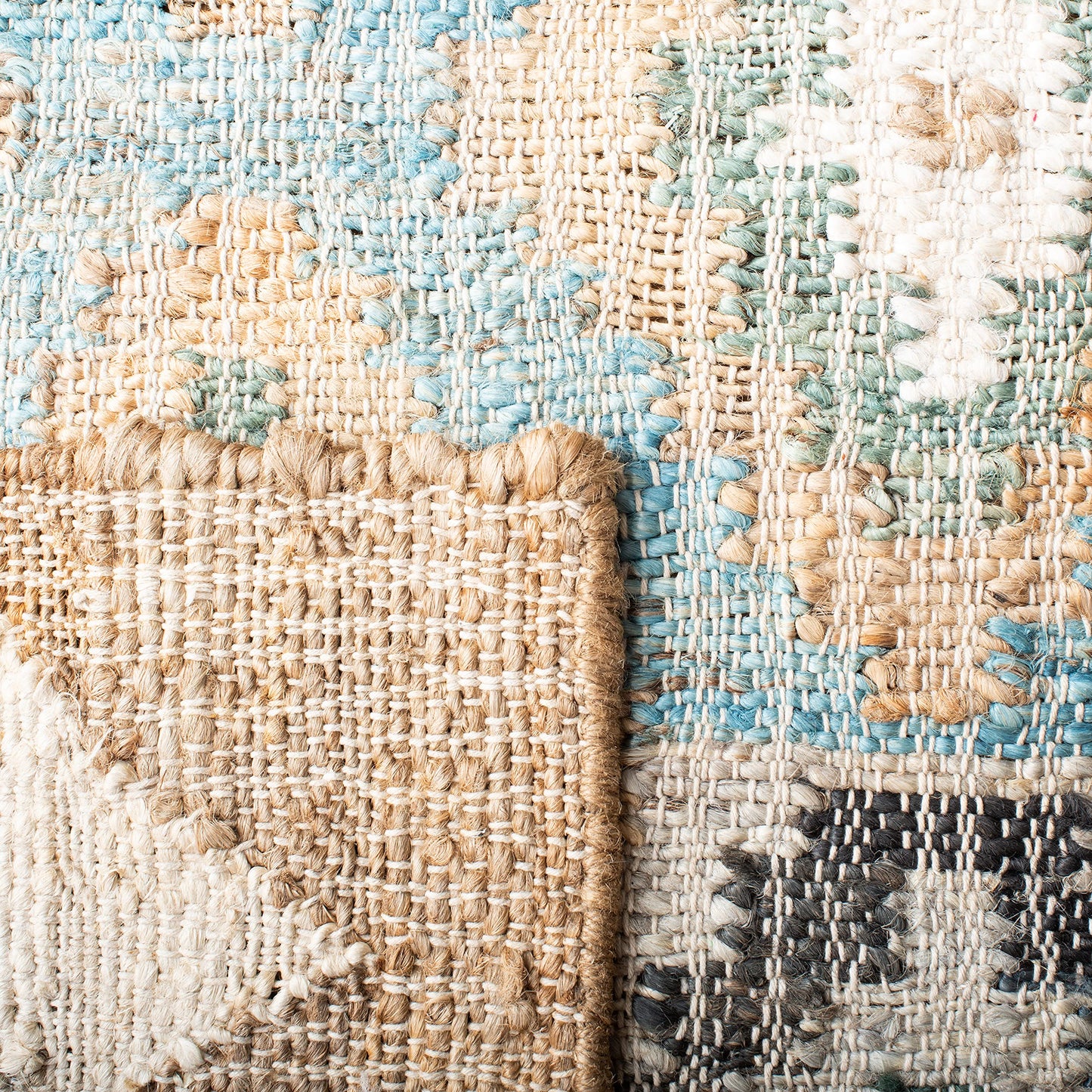 SAFAVIEH Kilim Collection Area Rug - 5' x 8', Blue & Ivory, Handmade Flat Weave Jute, Ideal for High Traffic Areas in Living Room, Bedroom (KLM756M)