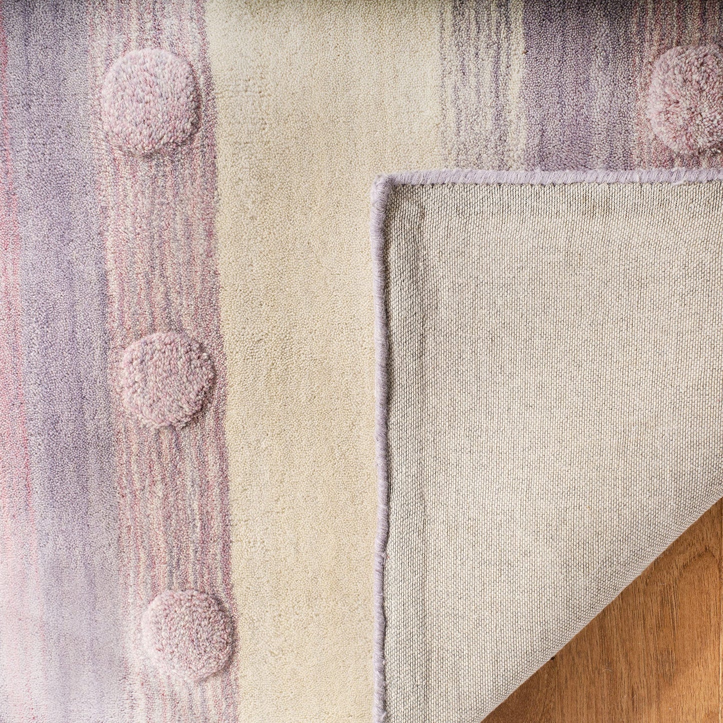 SAFAVIEH Kids Collection Area Rug - 5' x 8', Light Purple & Ivory, Handmade Stripe Wool, Ideal for High Traffic Areas in Living Room, Bedroom (SFK801V)