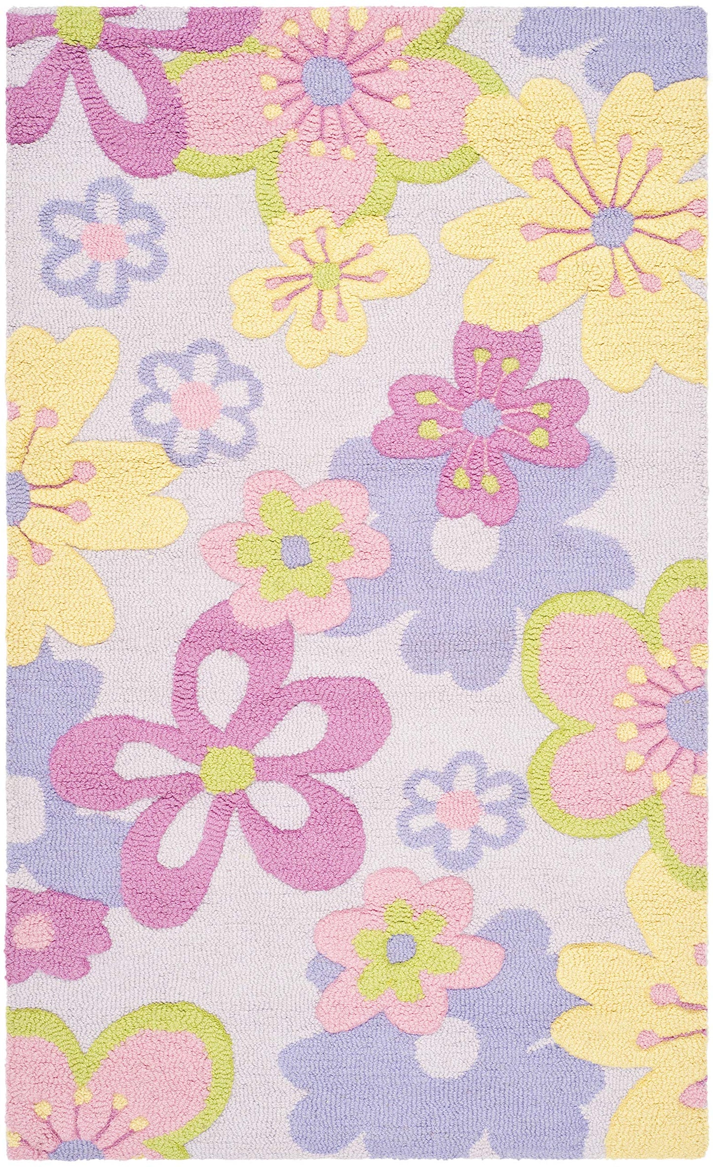 SAFAVIEH Kids Collection Accent Rug - 4' x 6', Multi, Handmade Floral Wool, Ideal for High Traffic Areas in Entryway, Living Room, Bedroom (SFK314A)