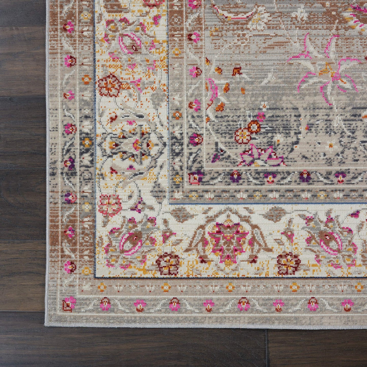 Nourison Home Vintage Kashan Vintage Grey 4' x 6' Area Rug, Easy Cleaning, Non Shedding, Bed Room, Living Room, Dining Room, Kitchen (4x6)
