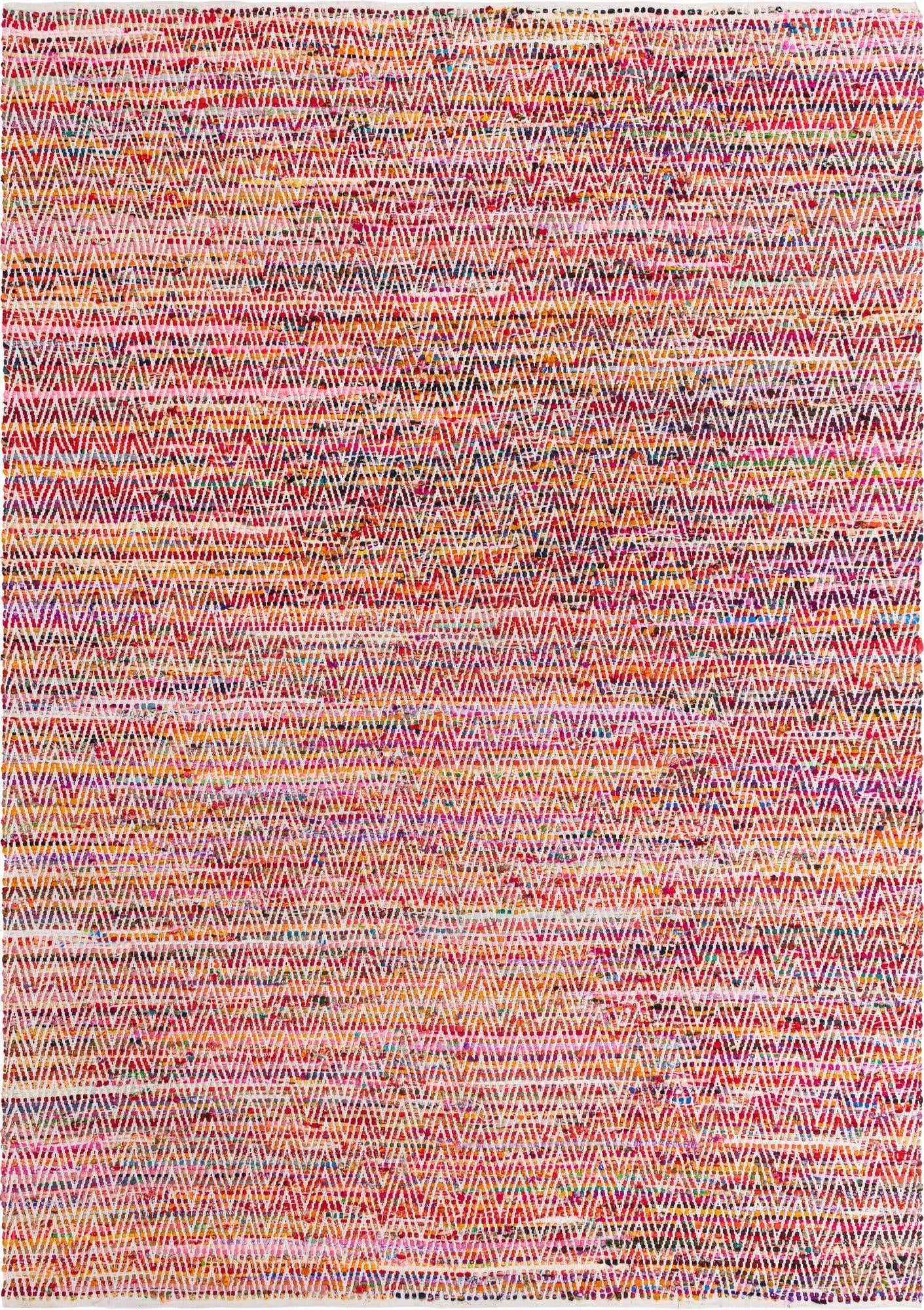 Unique Loom Chindi Chevron Collection Area Rug - Claire (10' x 14' 1" Rectangle, Multi/ Black)