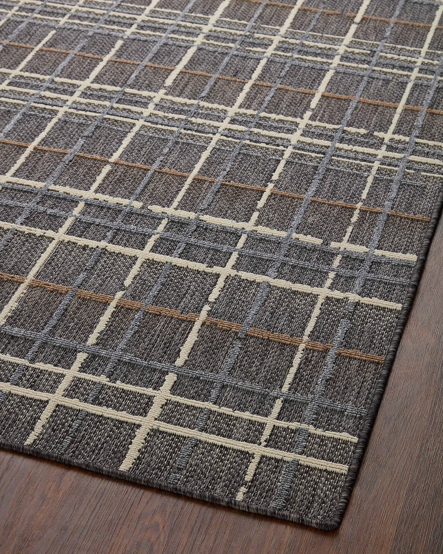 Loloi II Rainier Collection RAI-11 Indoor/Outdoor, Charcoal/Multi 5'-3" x 7'-7" Area Rug