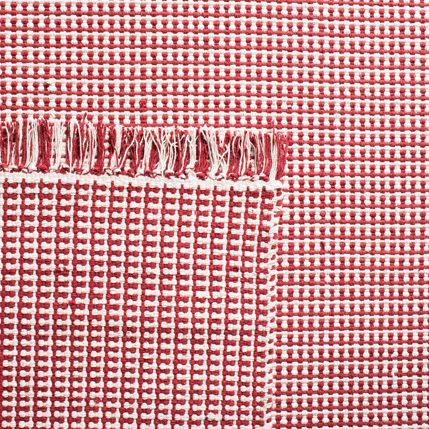 SAFAVIEH Area Rug 8x10 - Montauk Collection - Large - Ivory & Red, Handmade Flat Weave Cotton, Boho Farmhouse Design, Ideal for Living Room, Bedroom, Office, Dining Space (MTK340C)