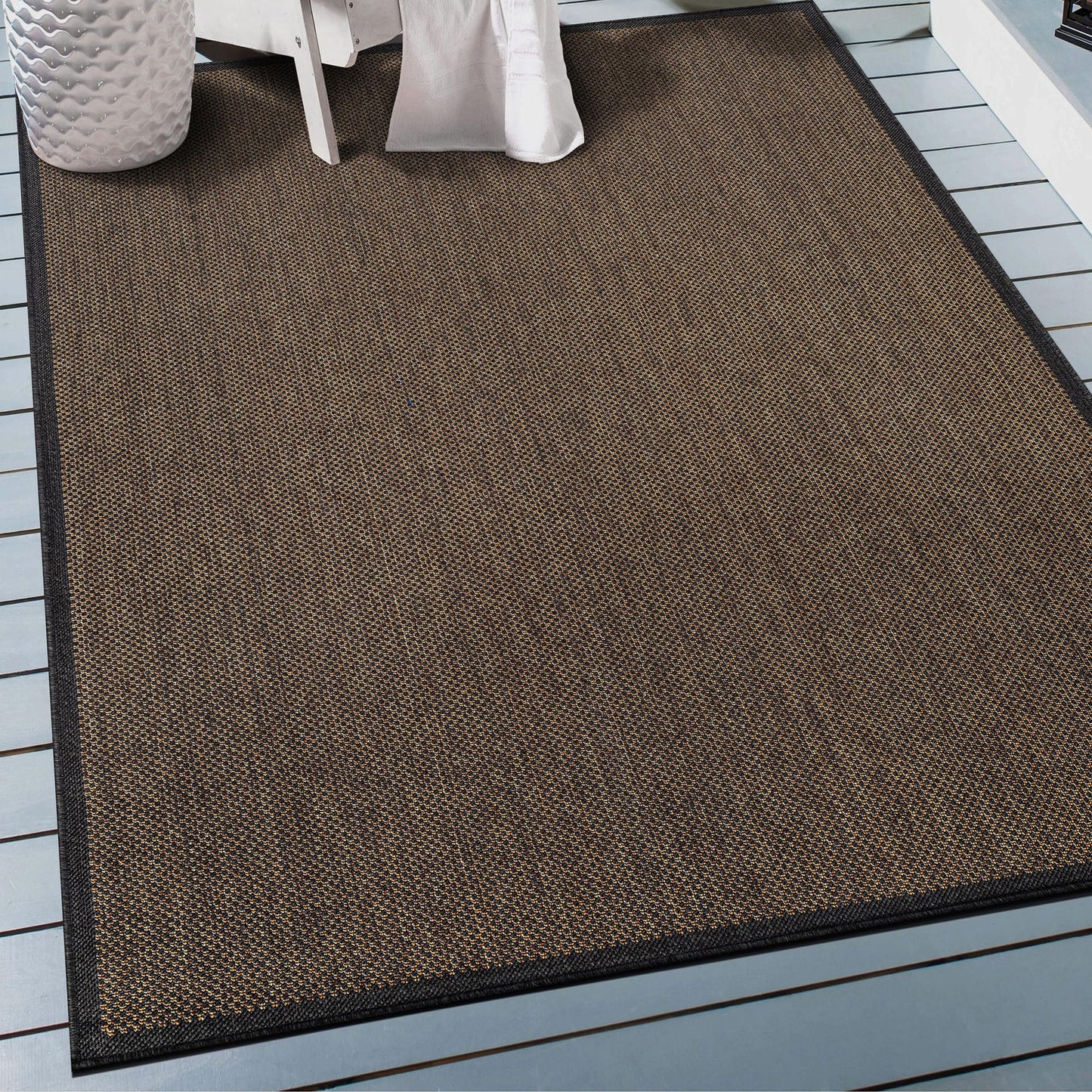 Rugshop Diamond Grid Indoor Outdoor Flat Woven Area Rug,Natural Jute-Style, Easy-Care Patio Rug for Backyard Porch Deck Balcony, 4' x 6' Dark Gray/Natural